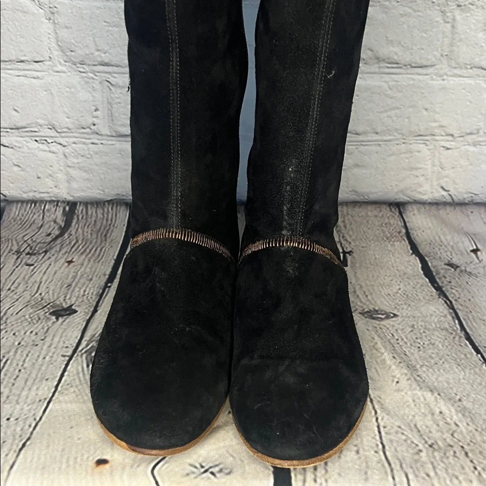 free people Elegant Black Suede Over the Knee Boots
